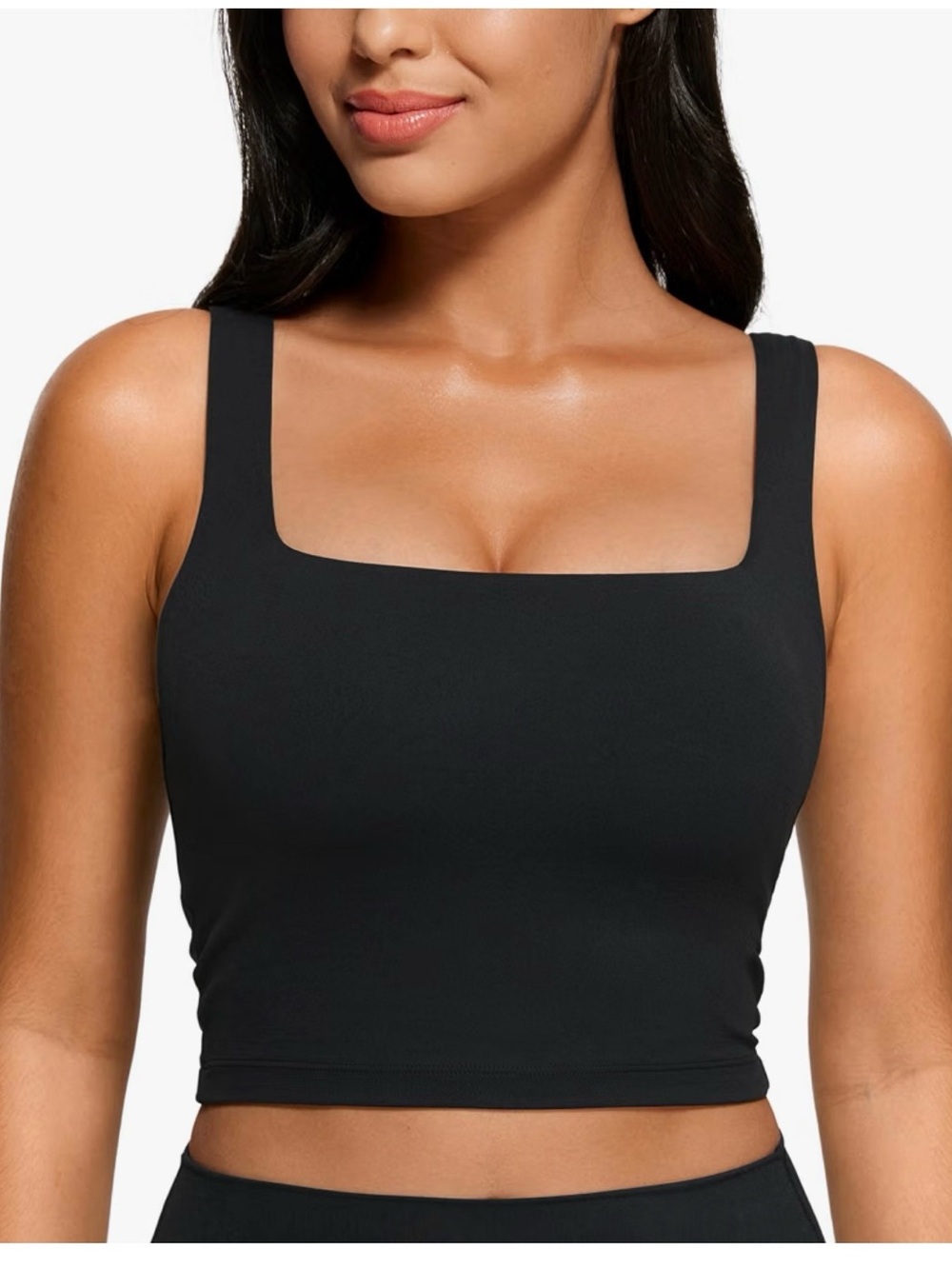 CRZ YOGA Black Square-Neck Sports Crop